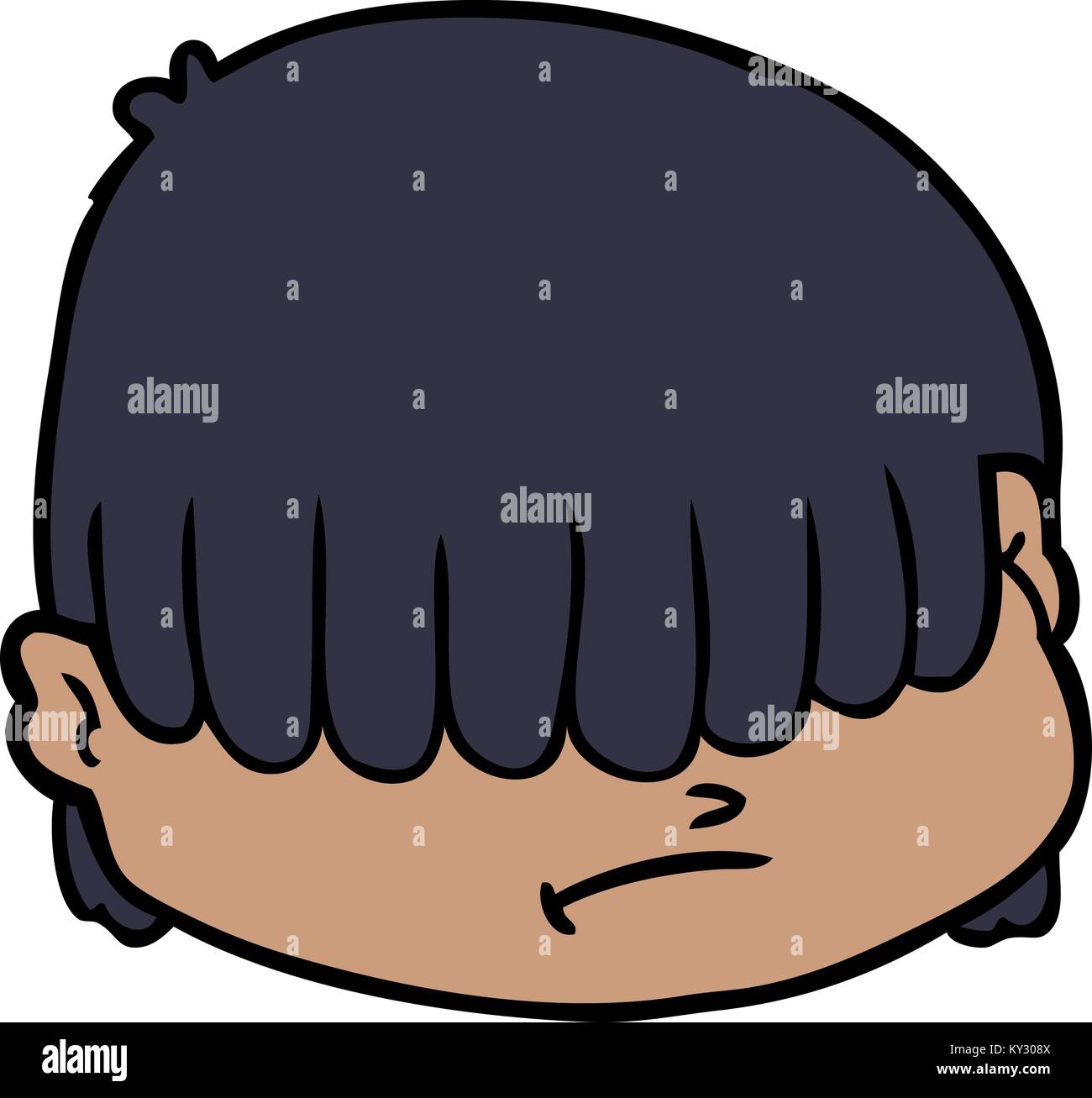 cartoon face with hair over eyes Stock Vector Image & Art - Alamy
