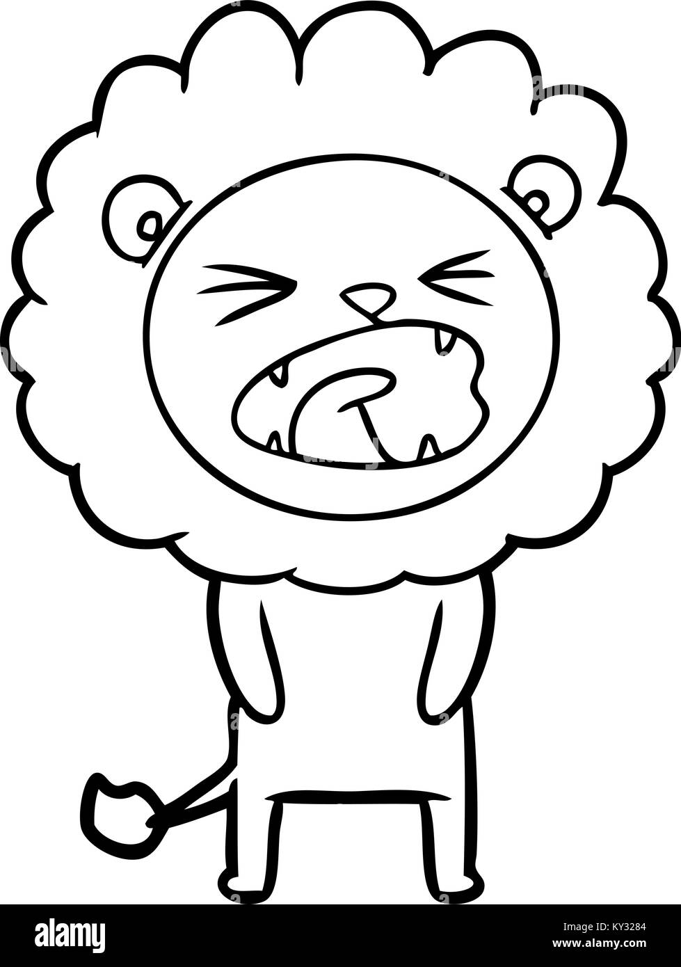Cartoon illustration funny lion Black and White Stock Photos & Images ...
