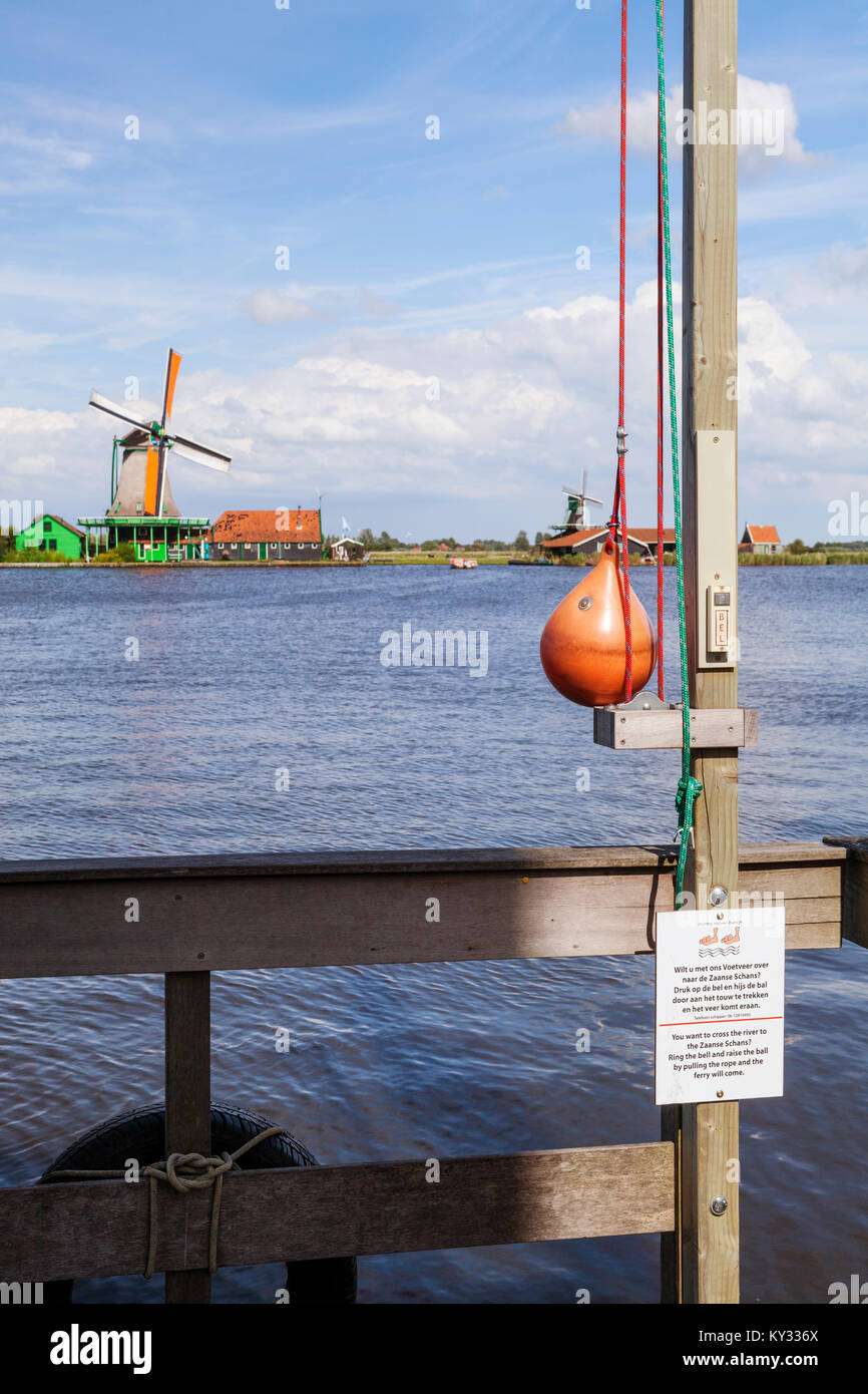 Zaanse Schans. Historical town in North Holland with open-air museum. Working windmills, Stock Photo