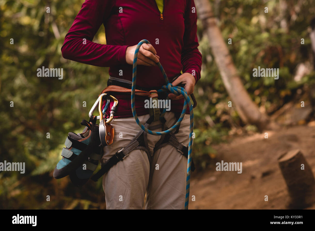 Female hiker preparing mountain hi-res stock photography and images - Alamy