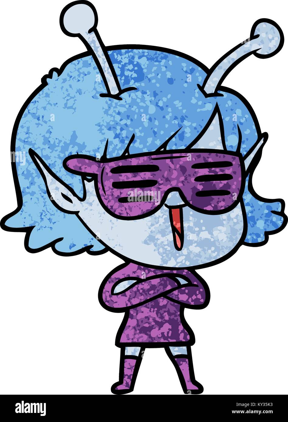 cool cartoon happy alien girl Stock Vector Image & Art - Alamy