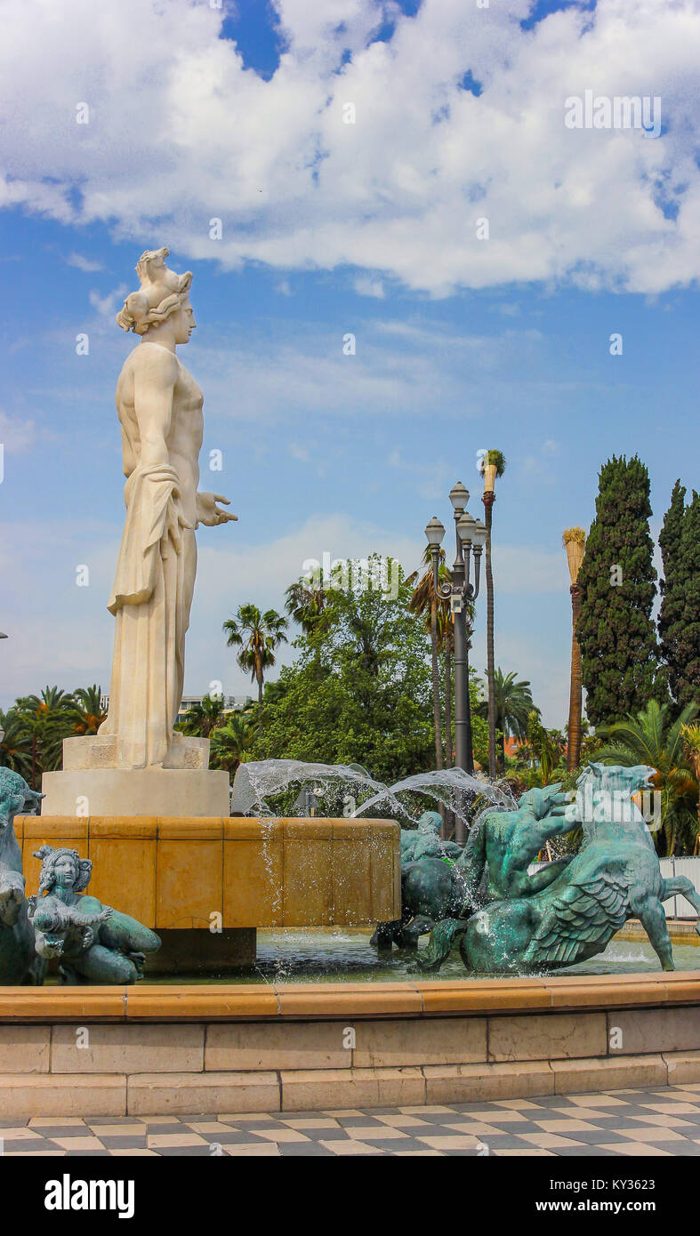 Fountain of the Sun in Massena Square, Nice, France Stock Photo