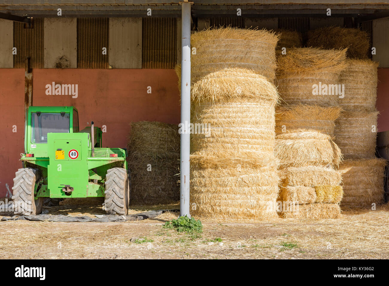 Farm bails of hay Stock Photo