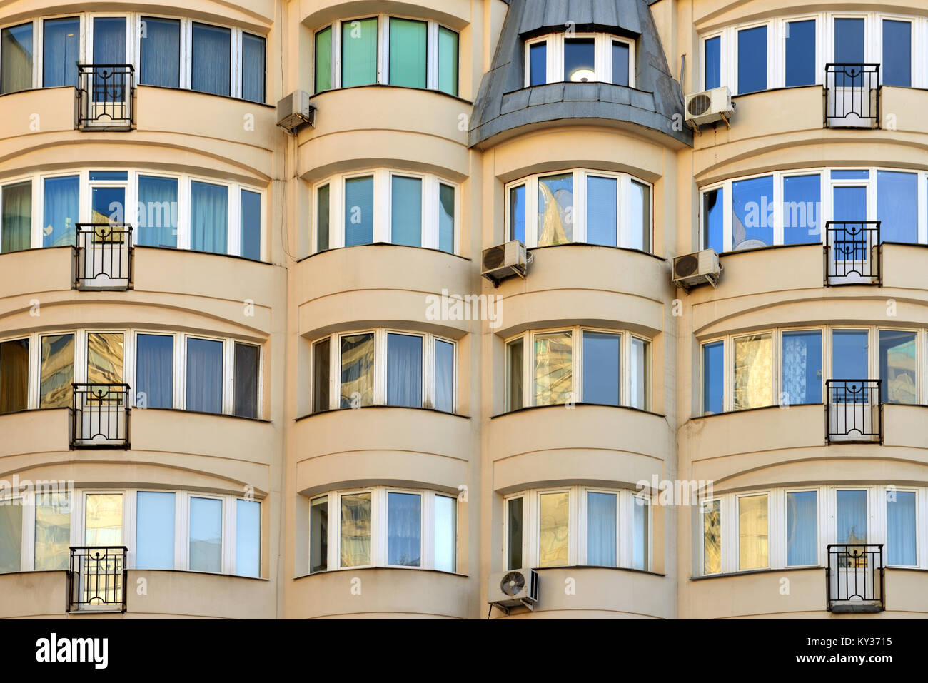 Residential house on Arbat street (fragment) Stock Photo