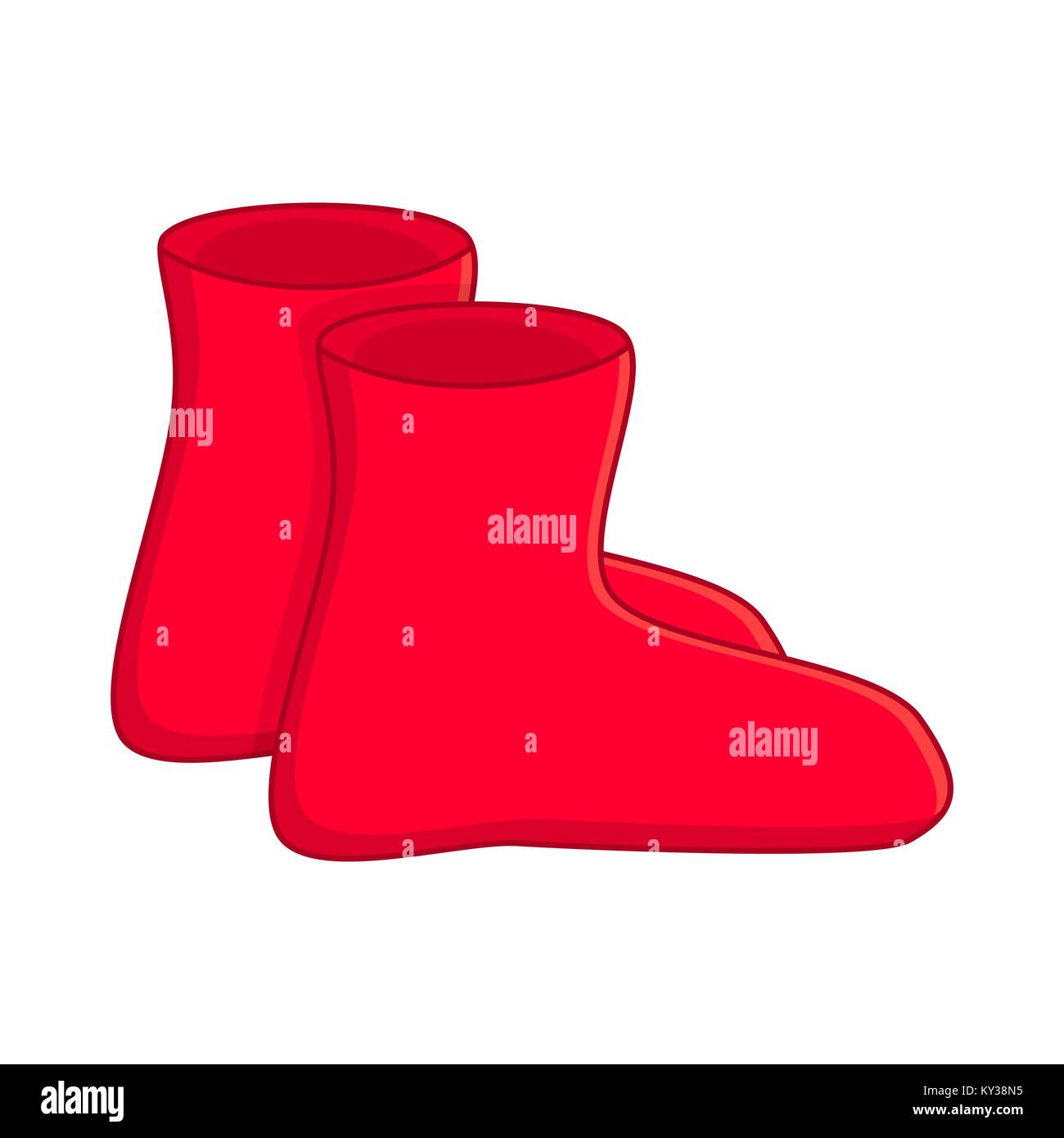 rubber boots, cartoon simple red gumboots isolated on white background Stock Vector