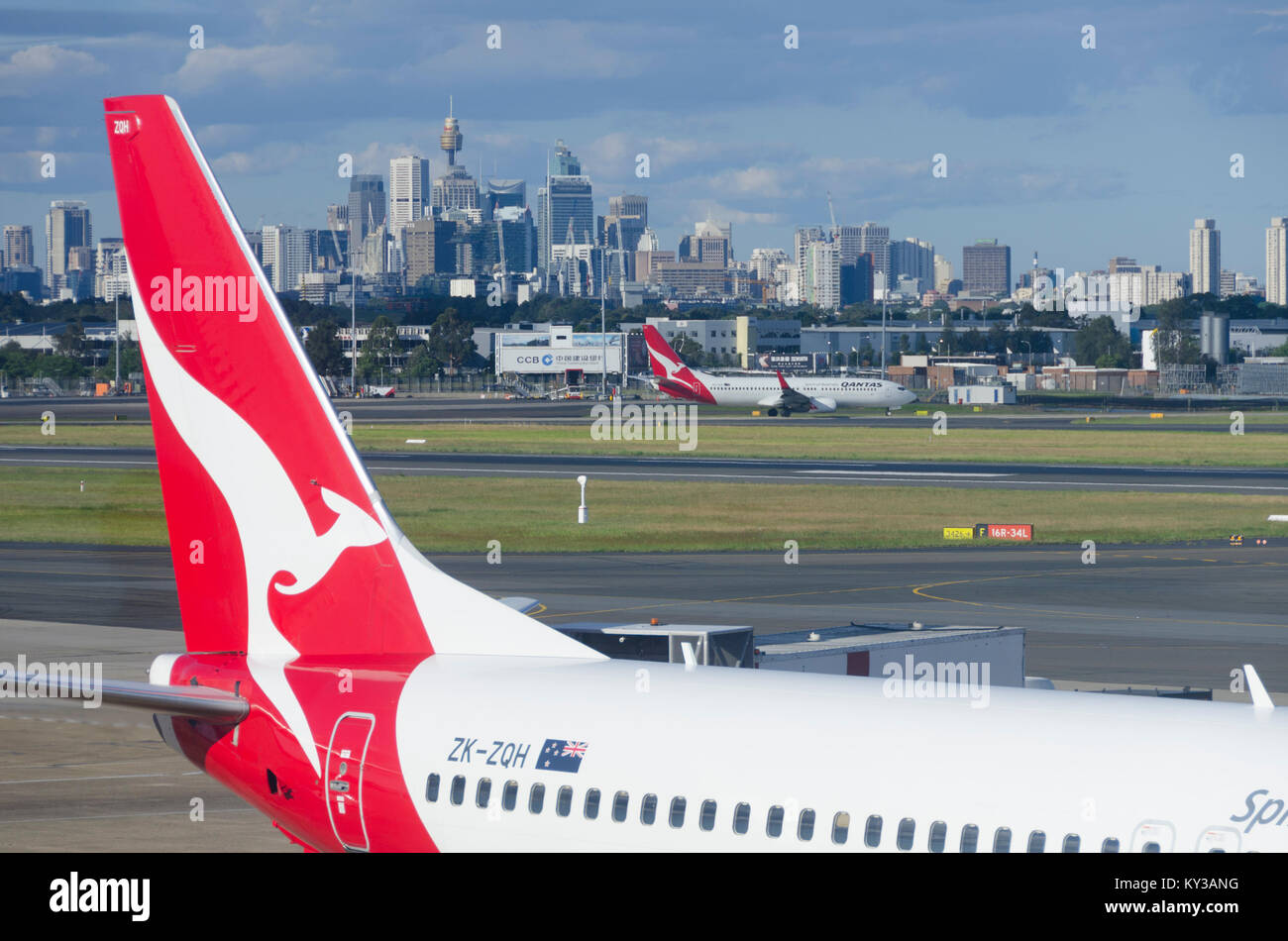 Qantas aircraft at Sydney, Kingsford Smith, airport, New South Wales, Australia Stock Photo