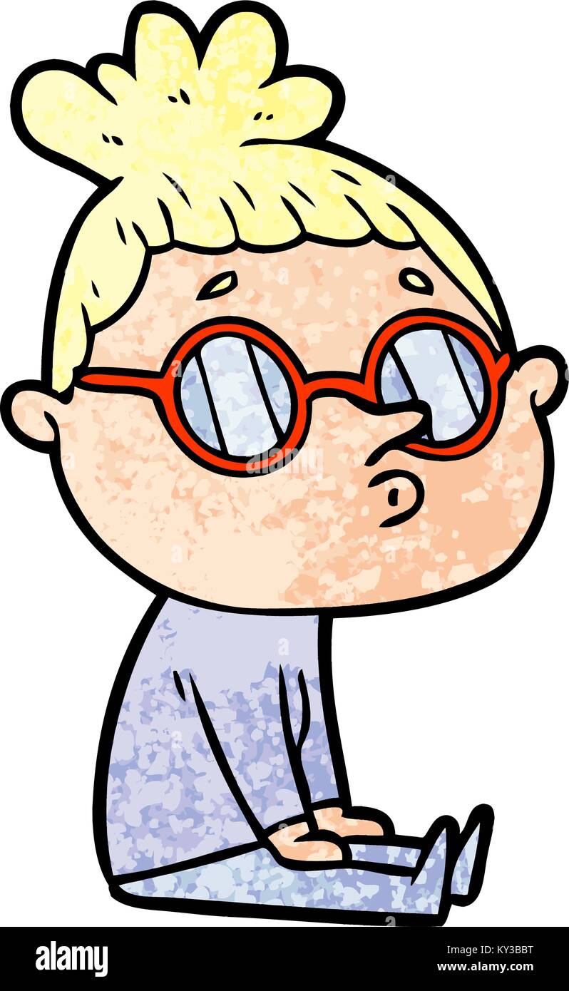 cartoon woman wearing glasses Stock Vector Image & Art - Alamy