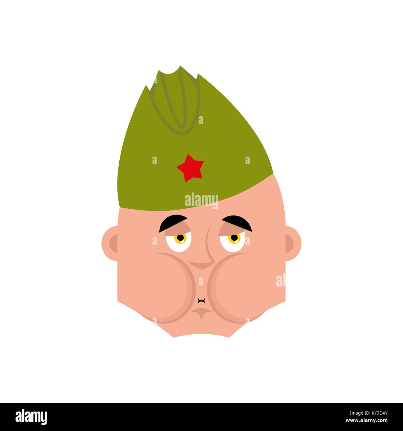 Soviet soldier Sick Nausea emoji. Retro Russian warrior face Nauseating