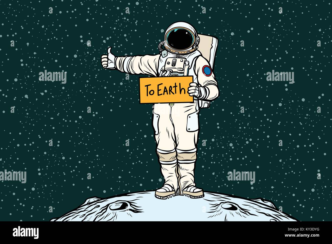 Astronaut hitch rides on Earth Stock Vector