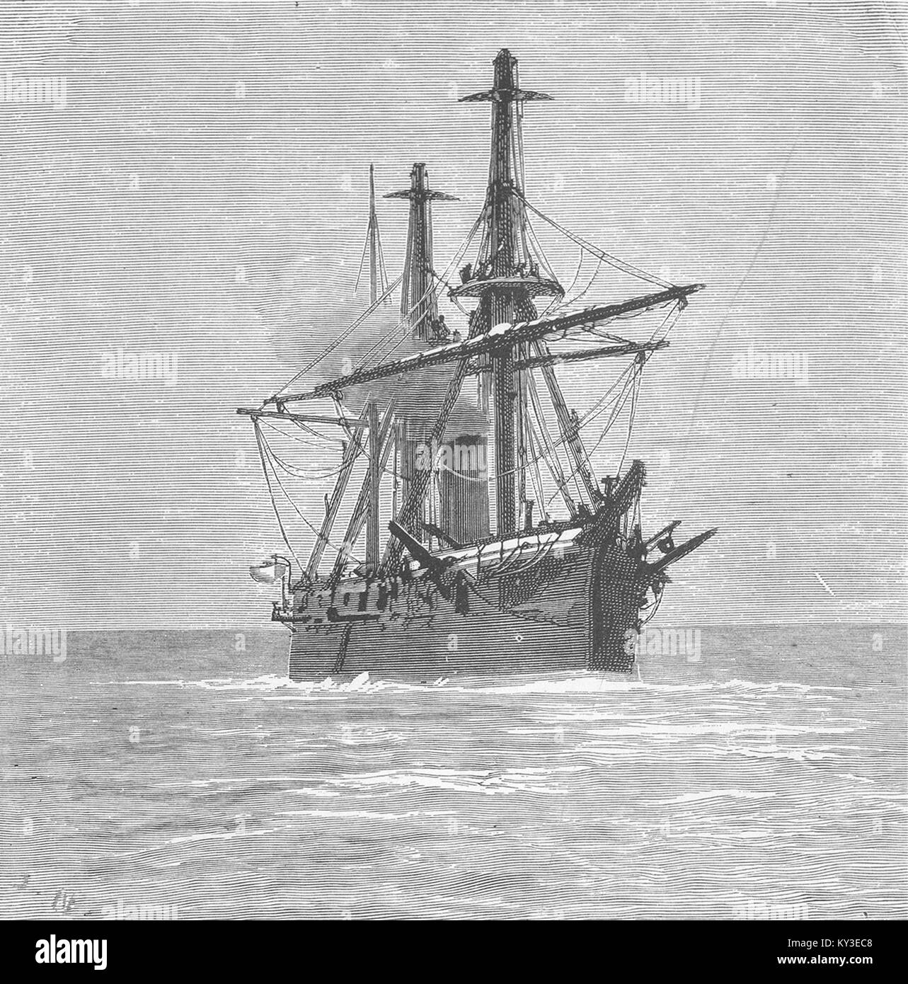 SHIPS Cleared aloft for action 1887. The Graphic Stock Photo
