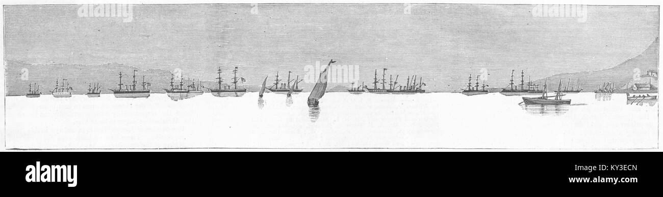 CRETE Ships in Suda Bay 1886. The Graphic Stock Photo