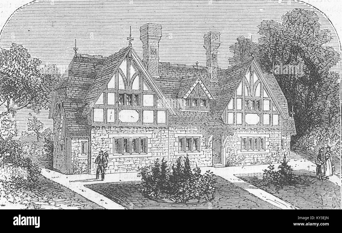 SHROPS Workers Cottages, Dudmaston Estate, Salop 1872. The Graphic Stock Photo