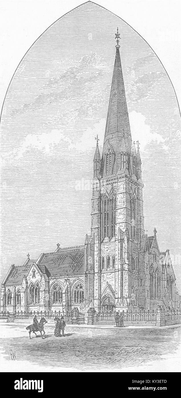 STAFFS Holy Trinity Church, Burton-on-Trent 1882. Illustrated London News Stock Photo