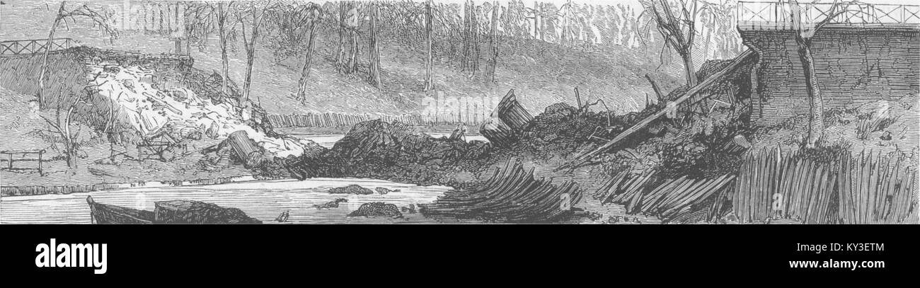LONDON Regent's Canal explosion, fallen bridge 1874. The Graphic Stock Photo