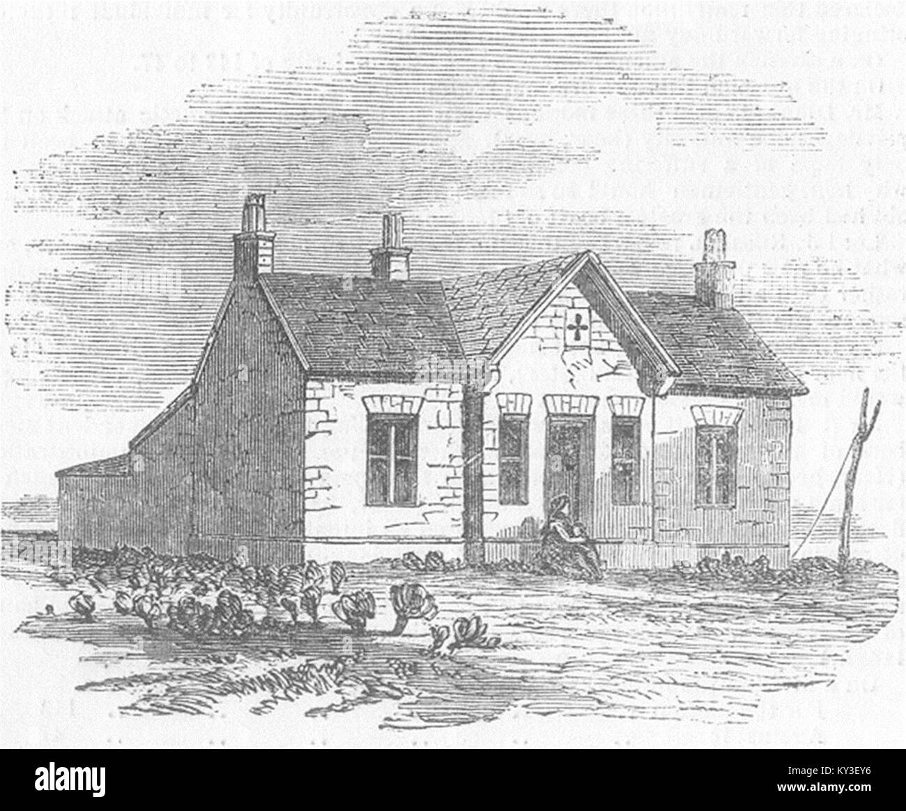 GLOS Cottage at Snig'sendfront 1850. Illustrated London News Stock
