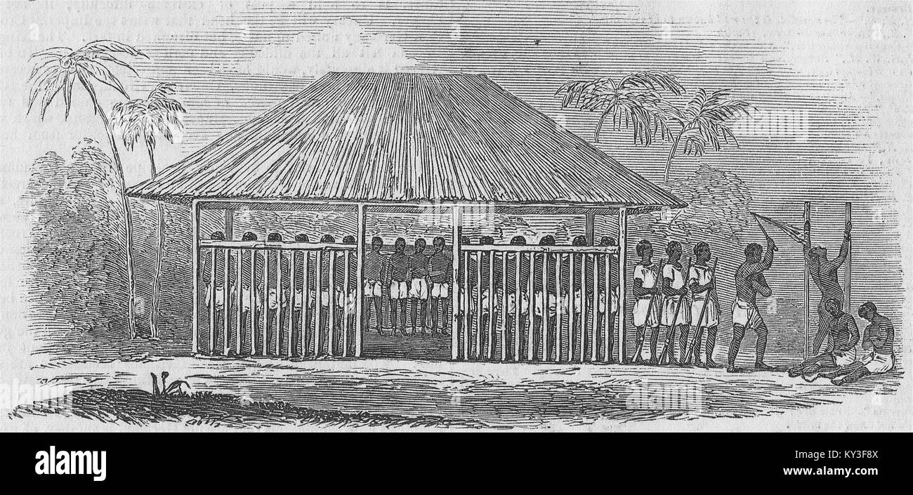 SIERRA LEONE Slave Barracoon 1849. Illustrated London News Stock Photo