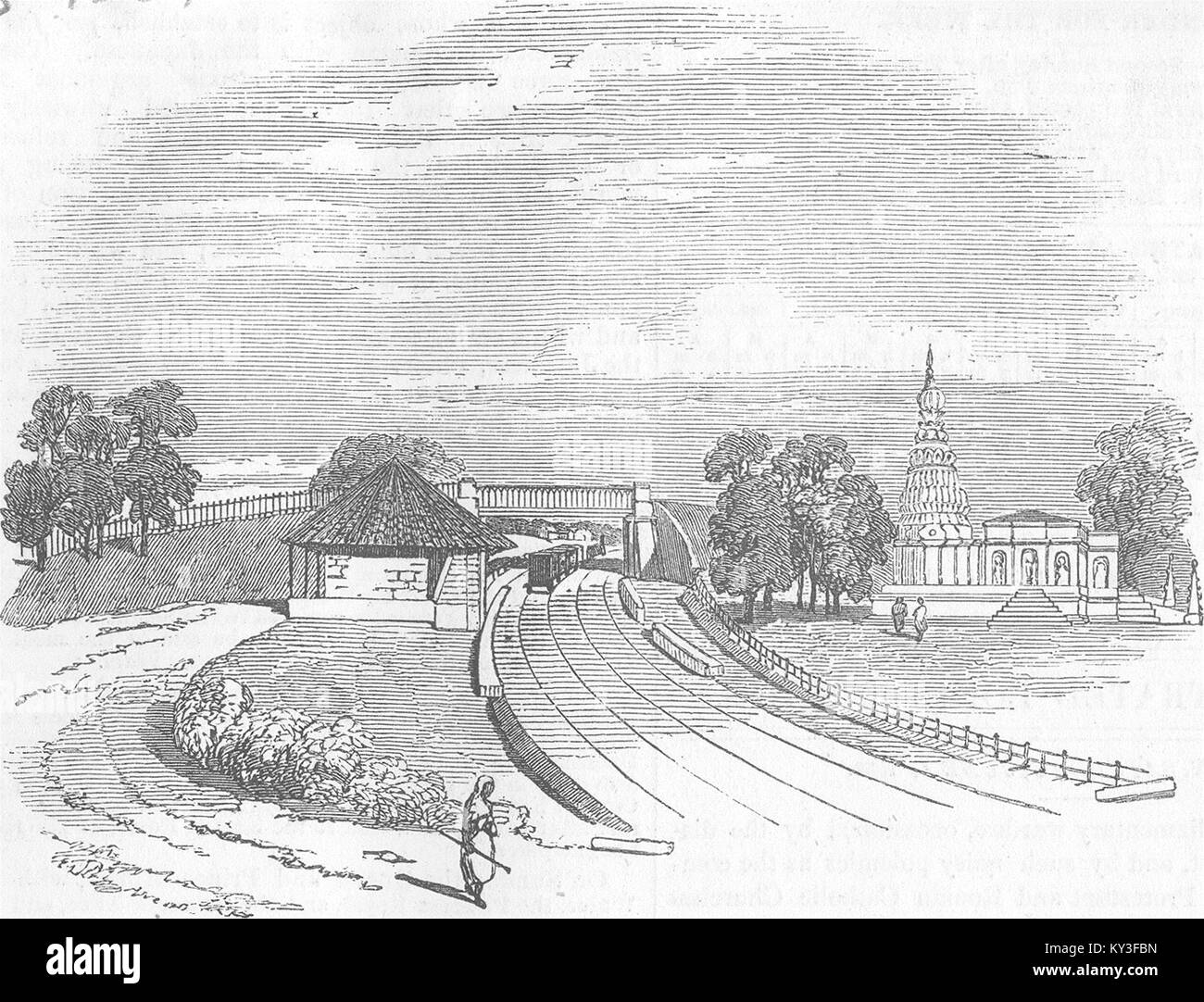 INDIA Station and Bridge, at Bhaykhala 1853. Illustrated London News Stock Photo