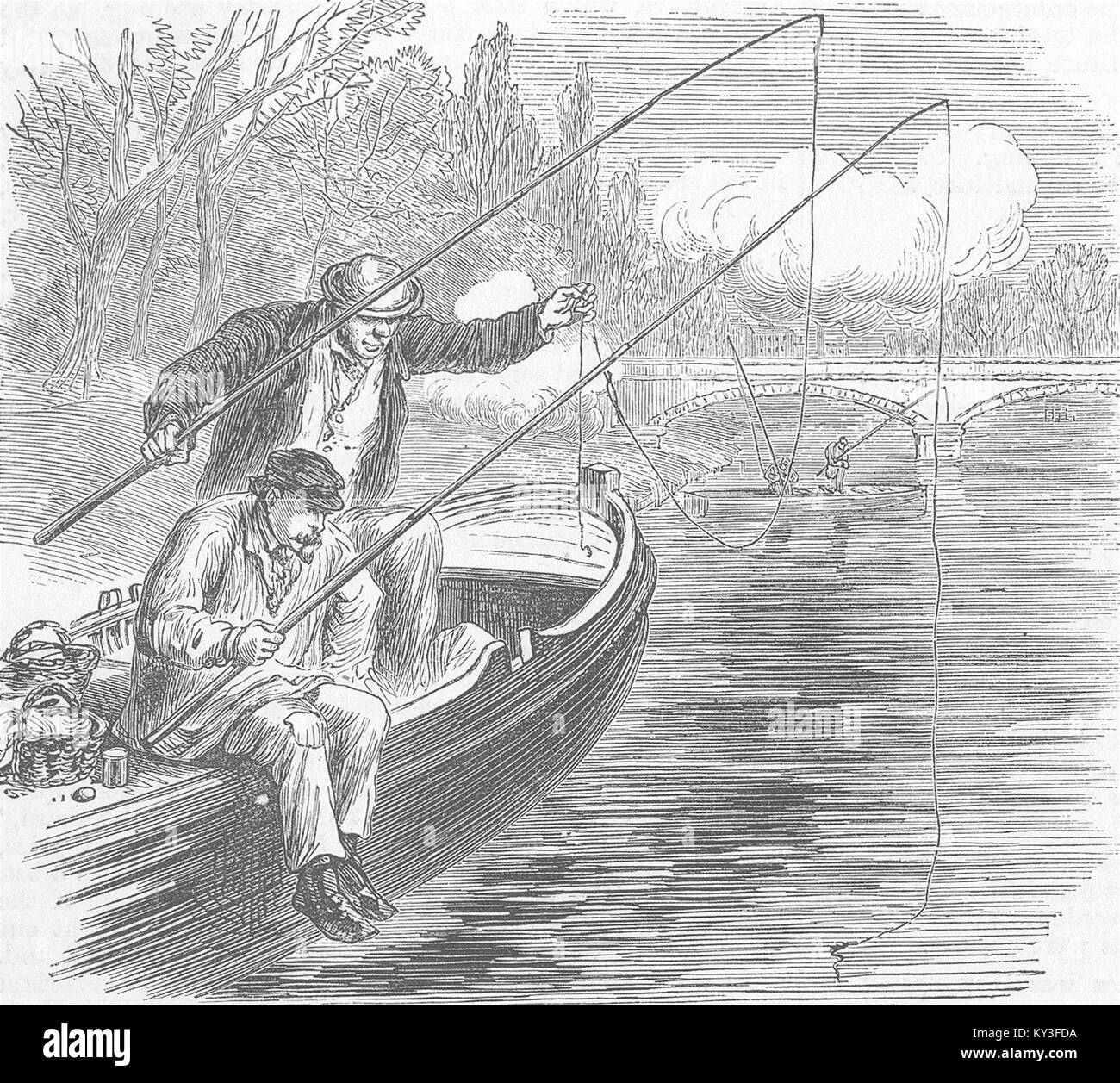 FRANCE Fishing in troubled waters, Pont de Neuilly 1871. Illustrated ...