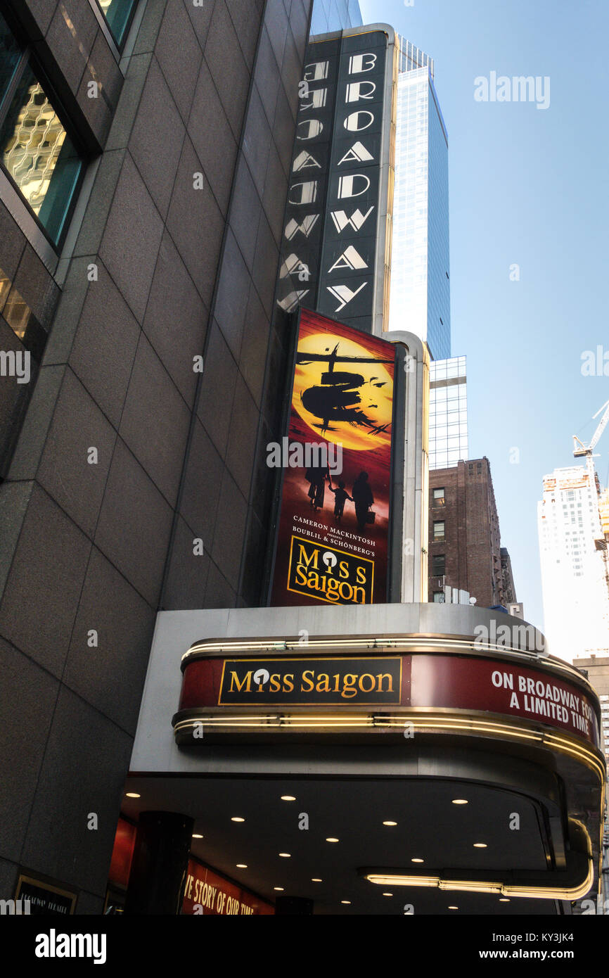 'Miss Saigon' Marquee at the Broadway Theatre, NYC, USA Stock Photo