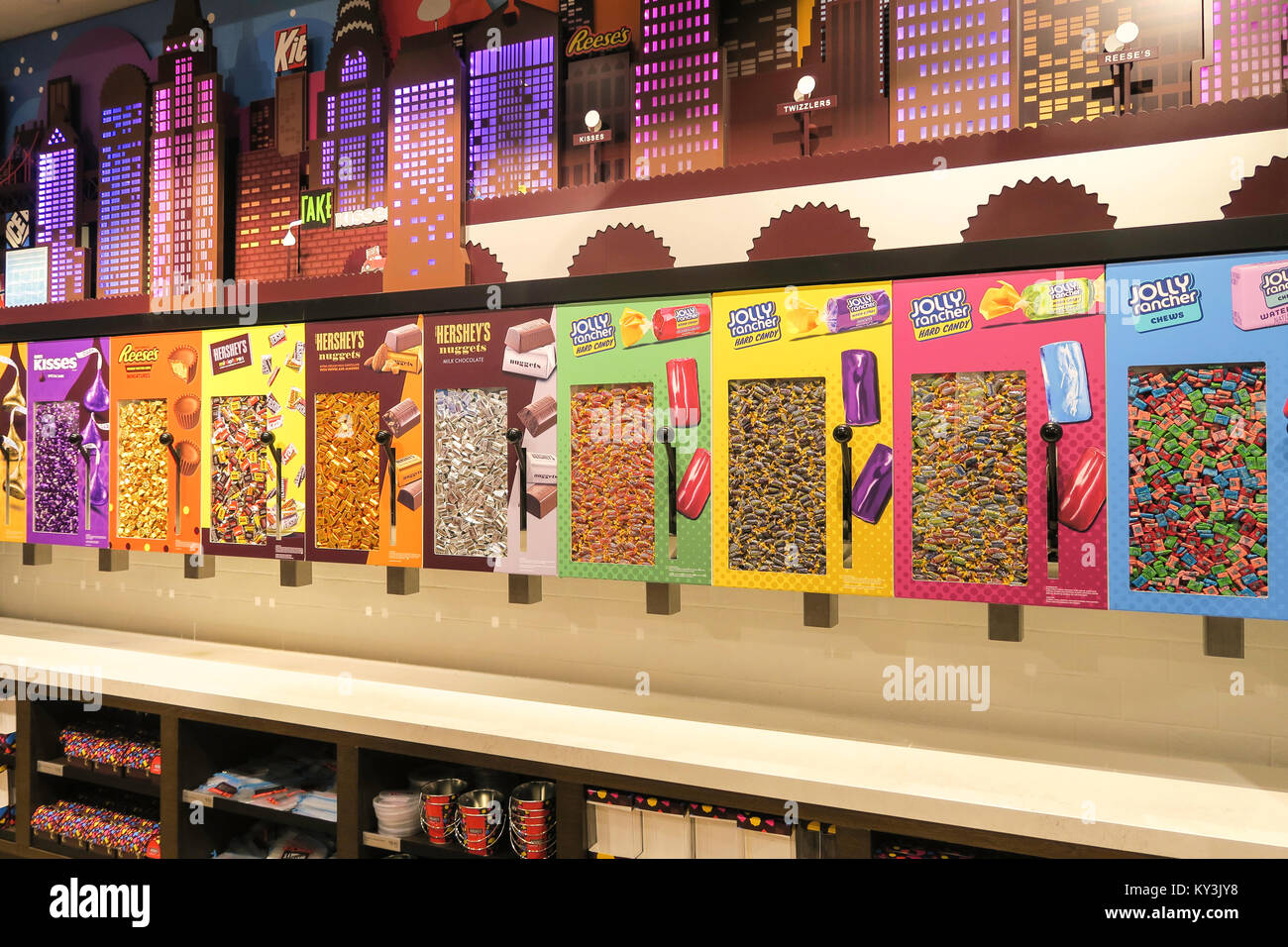 Themed Candy in Hershey's Chocolate World Times Square, NYC Stock Photo