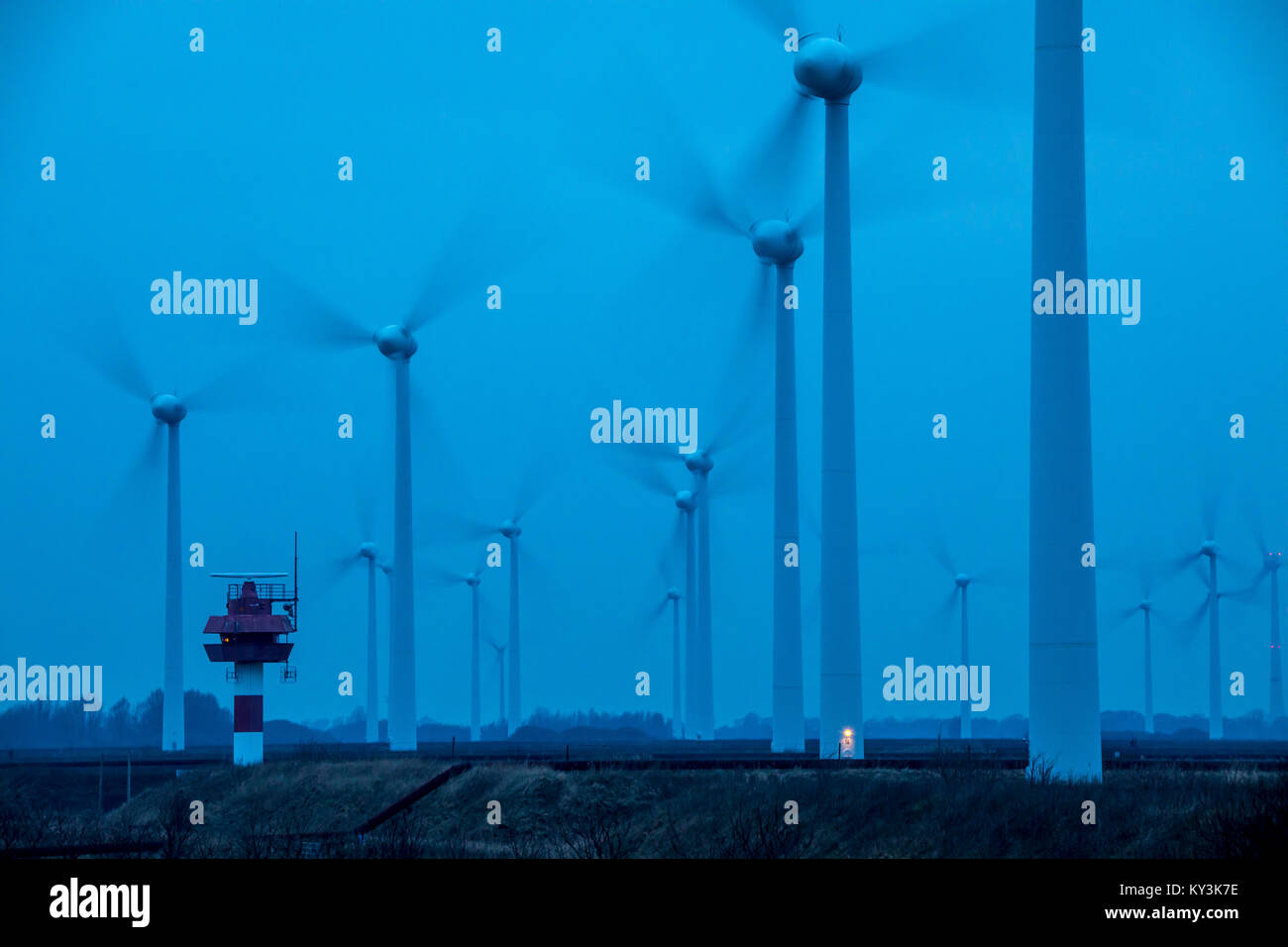 Wind energy plant, wind farm in East Frisia, Lower Saxony, Northern