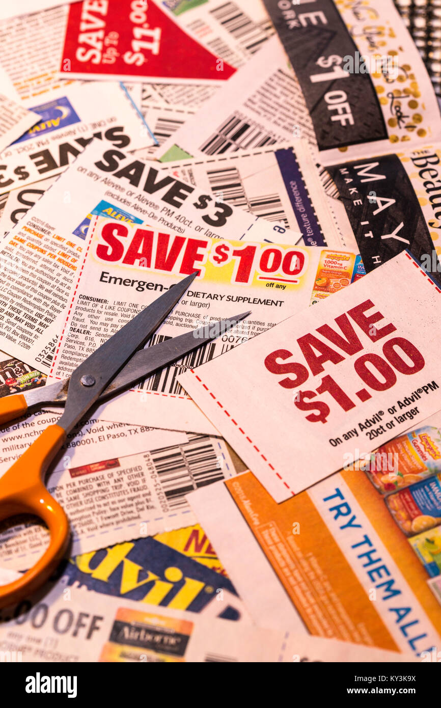 Savings Coupons, USA Stock Photo