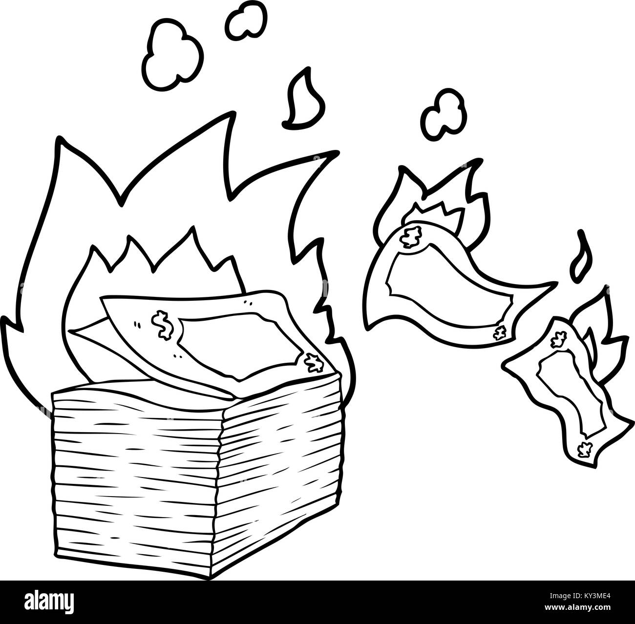 burning money cartoon Stock Vector Image & Art - Alamy