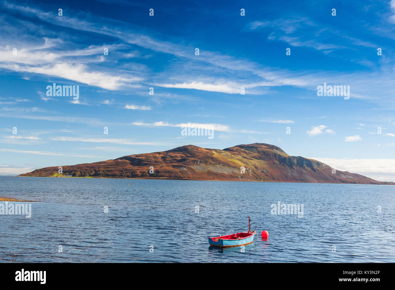 A view of Holy Isle from Lamlash bay, Isle of Arran, Scotland Stock Photo