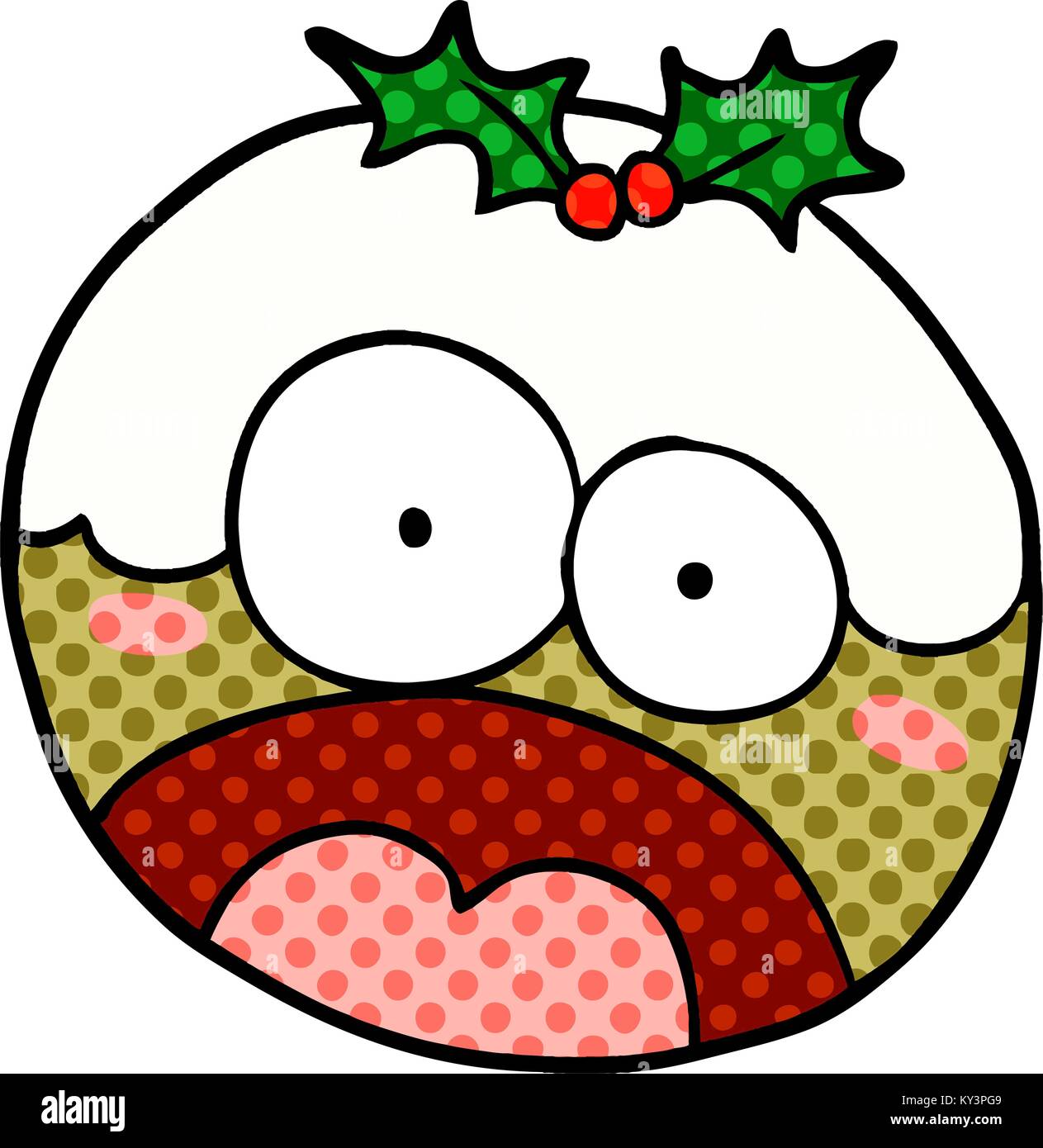 cartoon christmas pudding with shocked face Stock Vector Image & Art