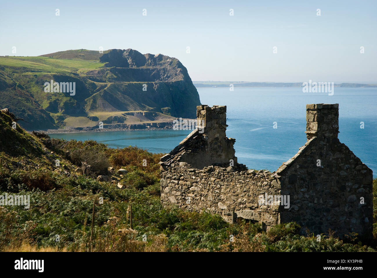 View from Nant Gwrtheyrn, the Welsh Language and Heritage Centre, Llyn Peninsula, Gwynedd, North wales UK Stock Photo