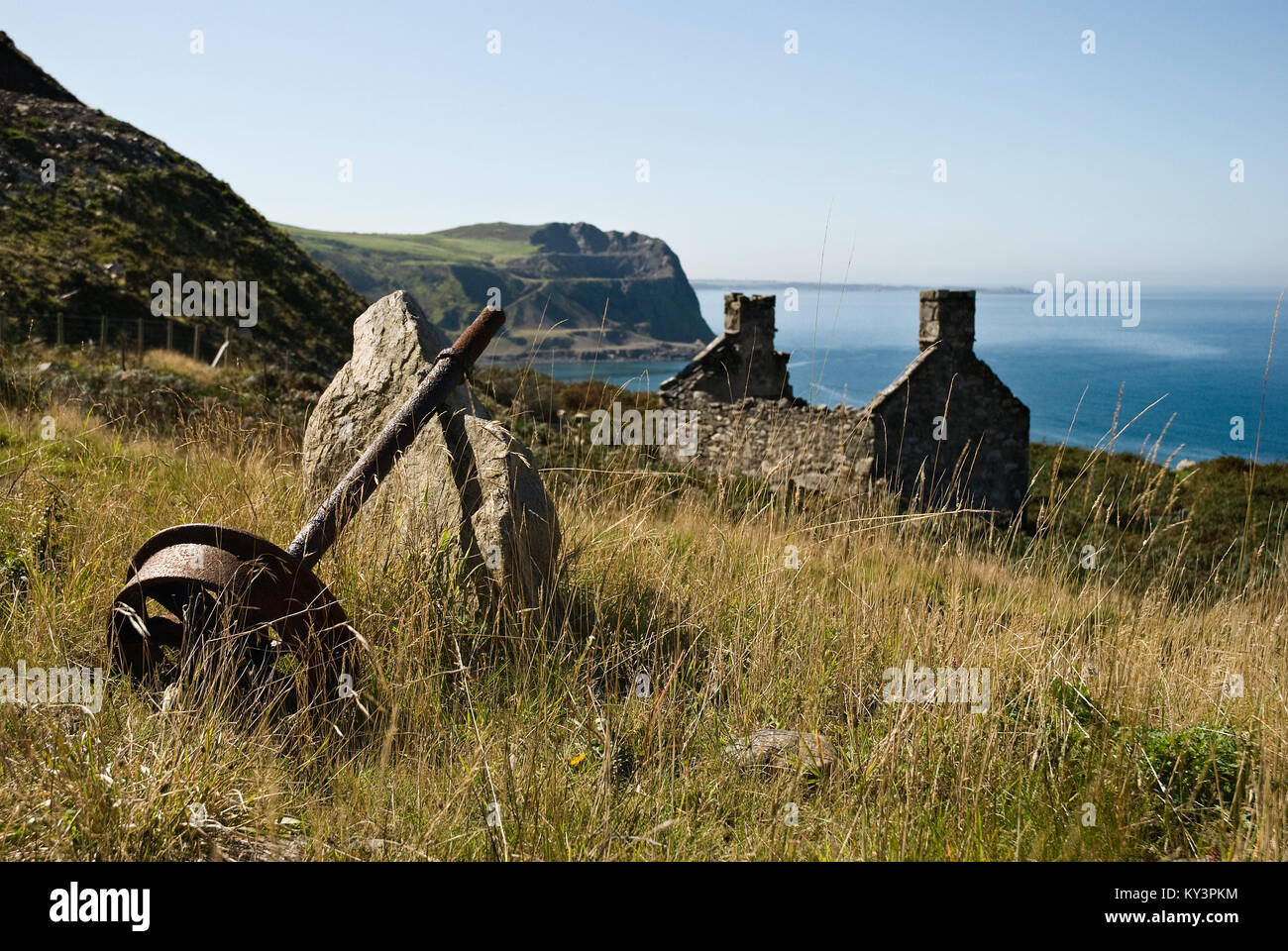 View from Nant Gwrtheyrn, the Welsh Language and Heritage Centre, Llyn Peninsula, Gwynedd, North wales UK Stock Photo