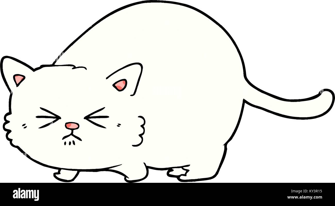 Cute White Cat Angry Cartoon