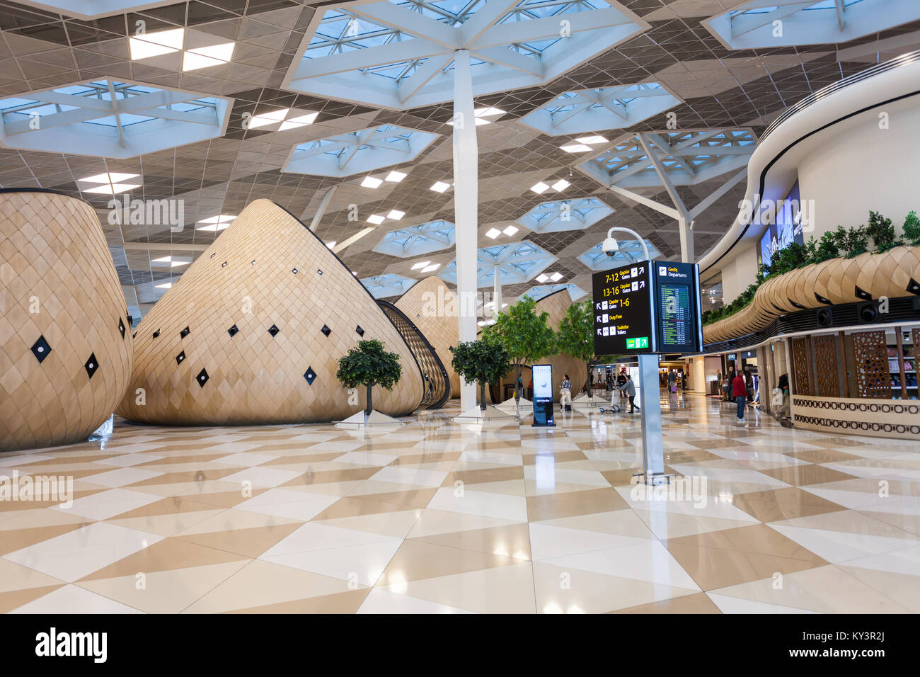 BAKU, AZERBAIJAN - SEPTEMBER 16, 2016: Baku Heydar Aliyev International Airport interior. It is  one of the six international airports serving Azerbai Stock Photo