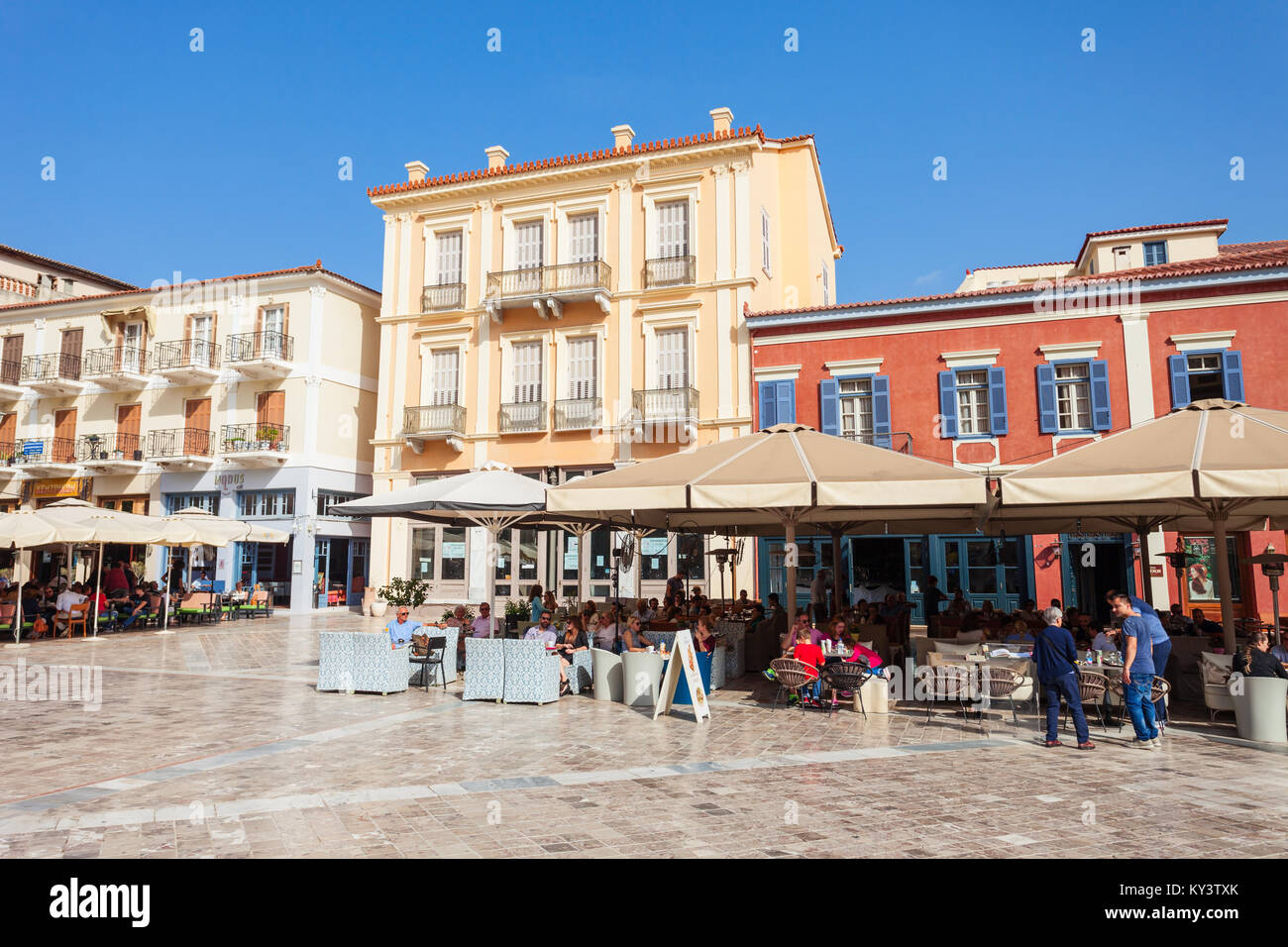 NAFPLIO, GREECE - OCTOBER 16, 2016: Syntagma or Constitution square is ...