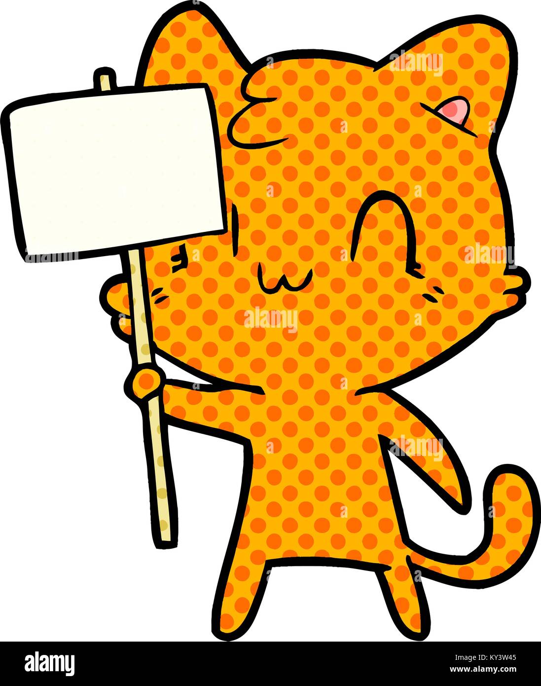 cartoon happy cat with blank sign Stock Vector Image & Art - Alamy