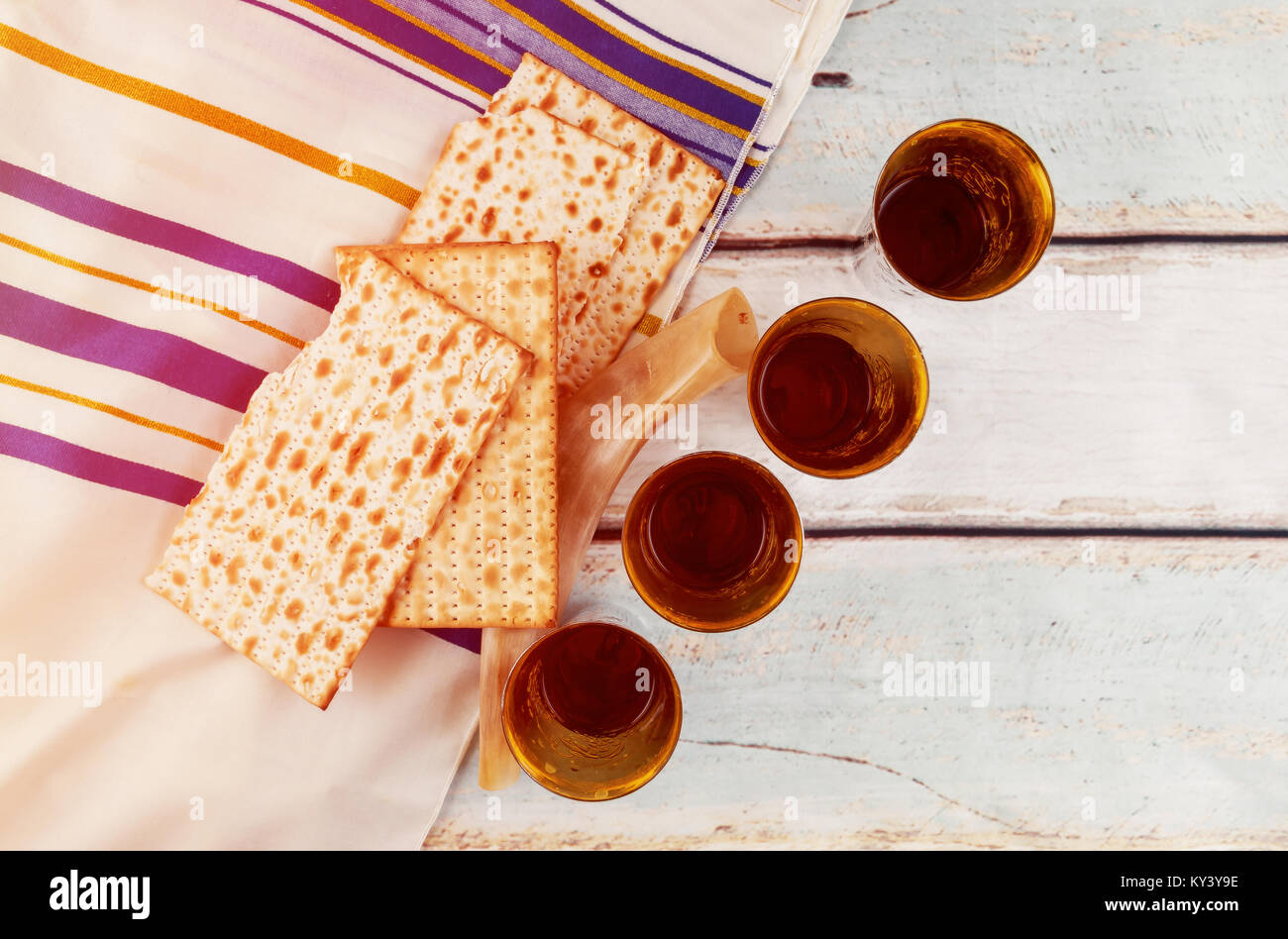 Jewish holiday hannukahb Wine and matzoh elements of jewish passover