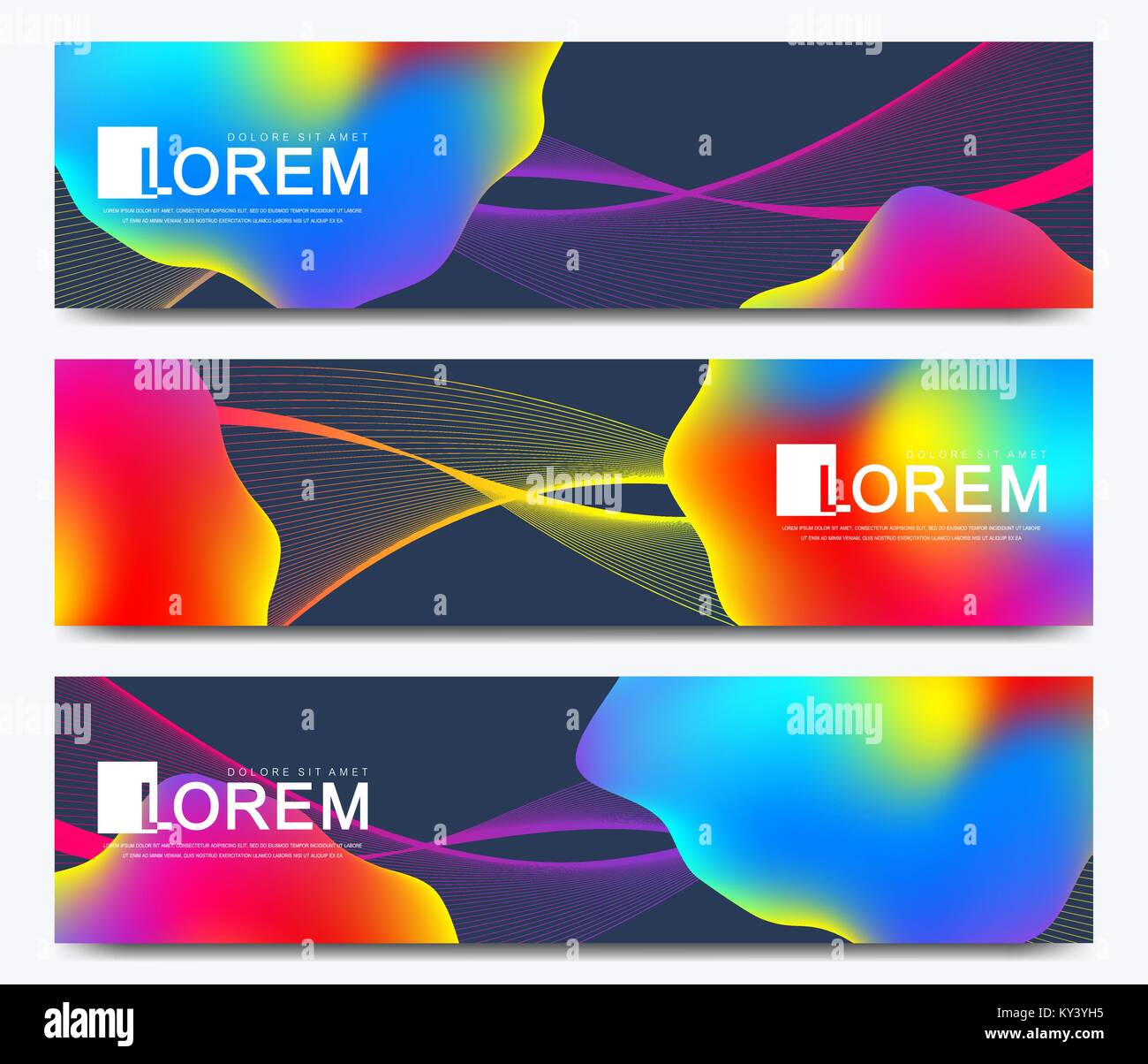 Modern set of vector banner. Abstract fluid 3d shapes vector trendy ...