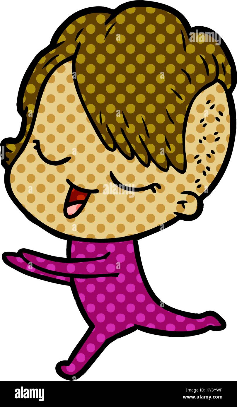 happy cartoon girl Stock Vector Image & Art - Alamy