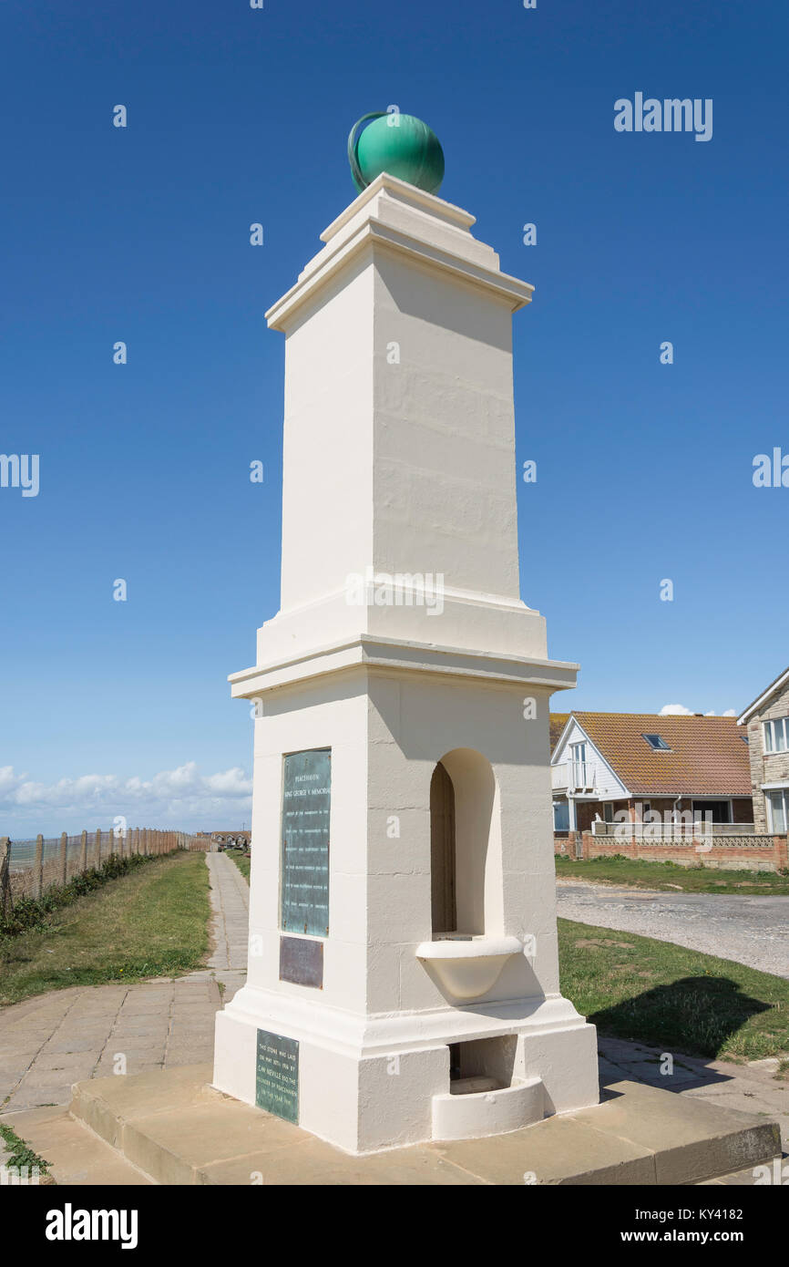 The Meridian Line & George V Monument, The Promenade, Peacehaven, East Sussex, England, United Kingdom Stock Photo