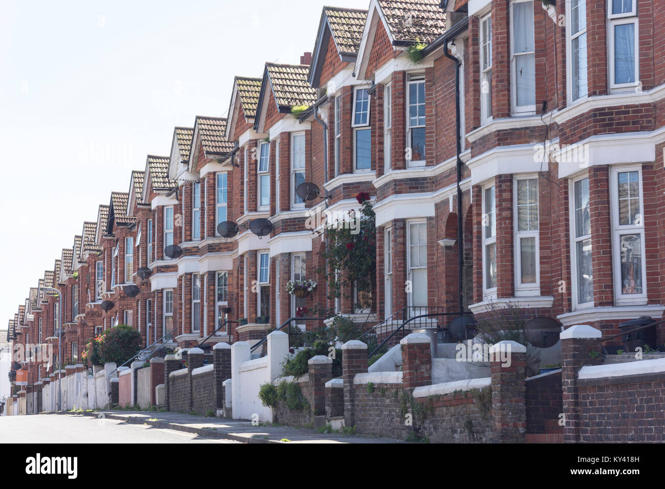 Terraced houses, Norman Road, Newhaven, East Sussex, England, United Kingdom Stock Photo