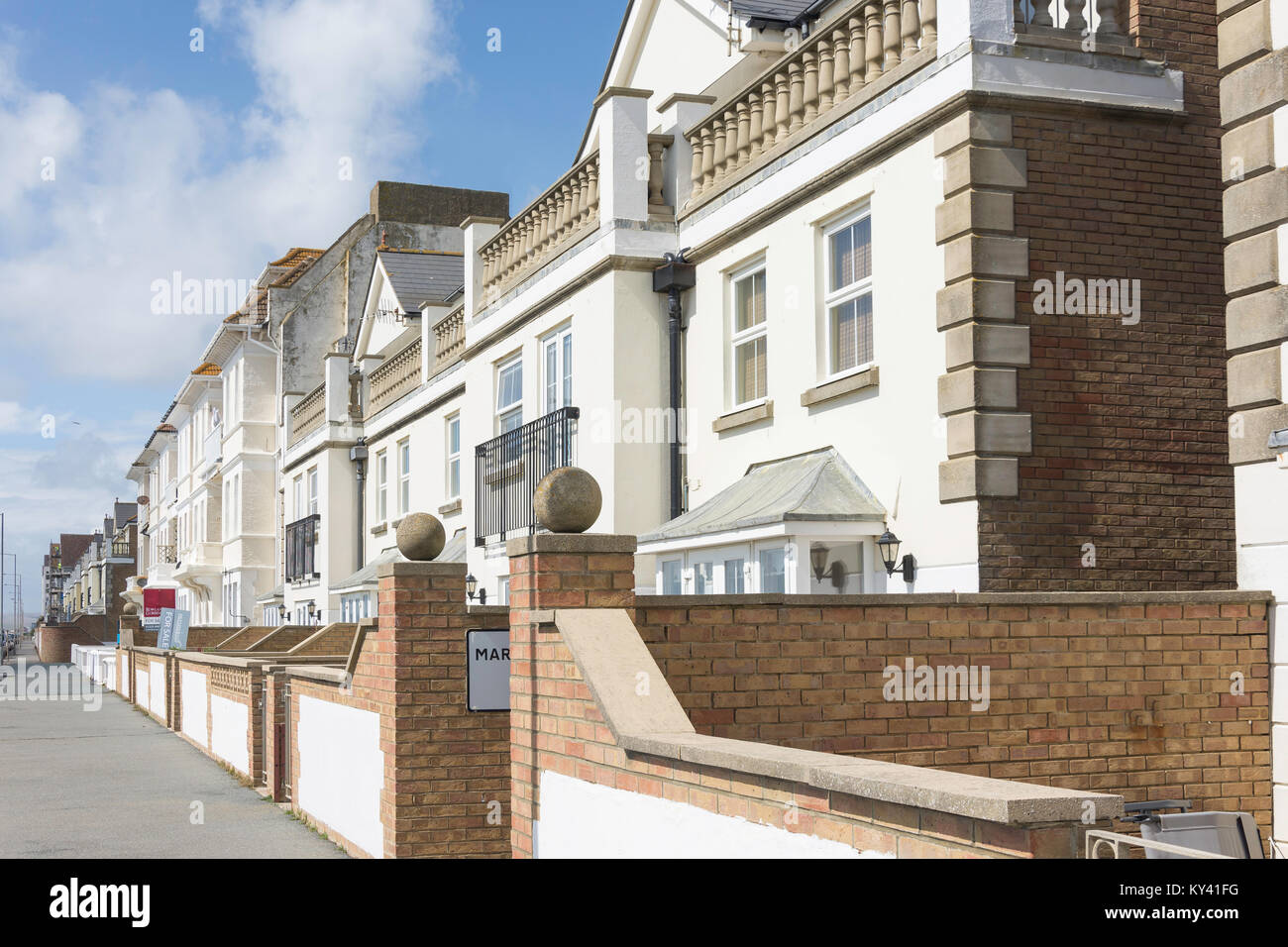 Seafront houses on The Esplanade, Seaford, East Sussex, England, United Kingdom Stock Photo