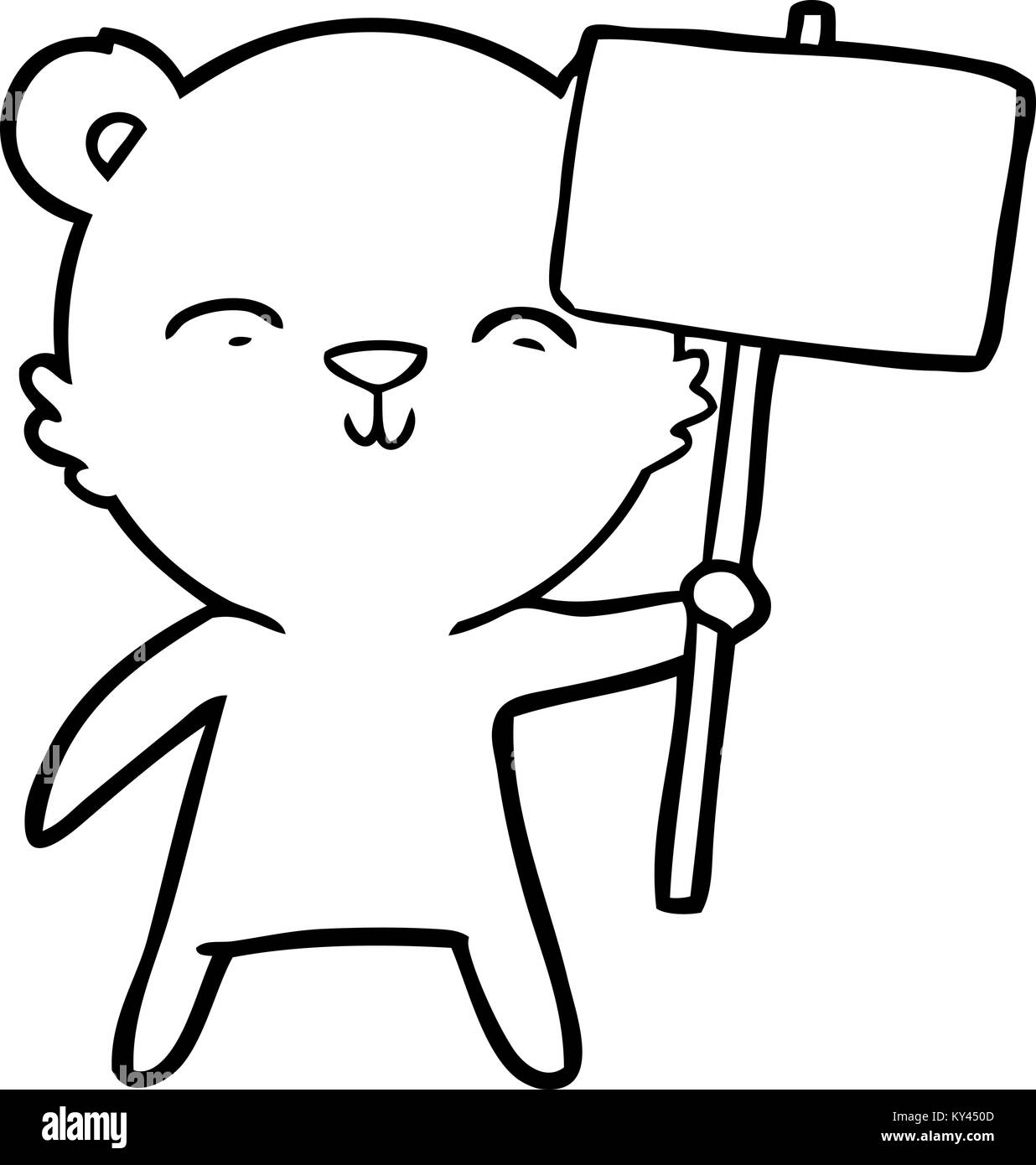 happy cartoon bear with sign Stock Vector Image & Art - Alamy