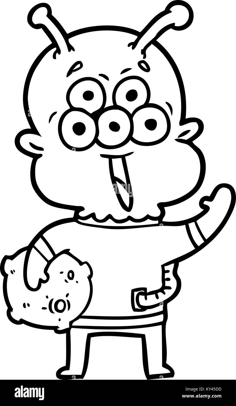 happy cartoon alien with moon rock Stock Vector Image & Art - Alamy