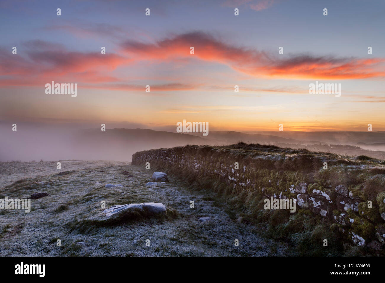 Steel Rigg Morning Hadrian's Wall: the view from Steel Rigg on a misty winter's morning at ...