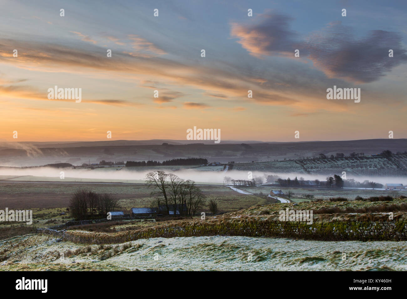 Steel Rigg Morning Hadrian's Wall: the view from Steel Rigg on a misty winter's morning at ...