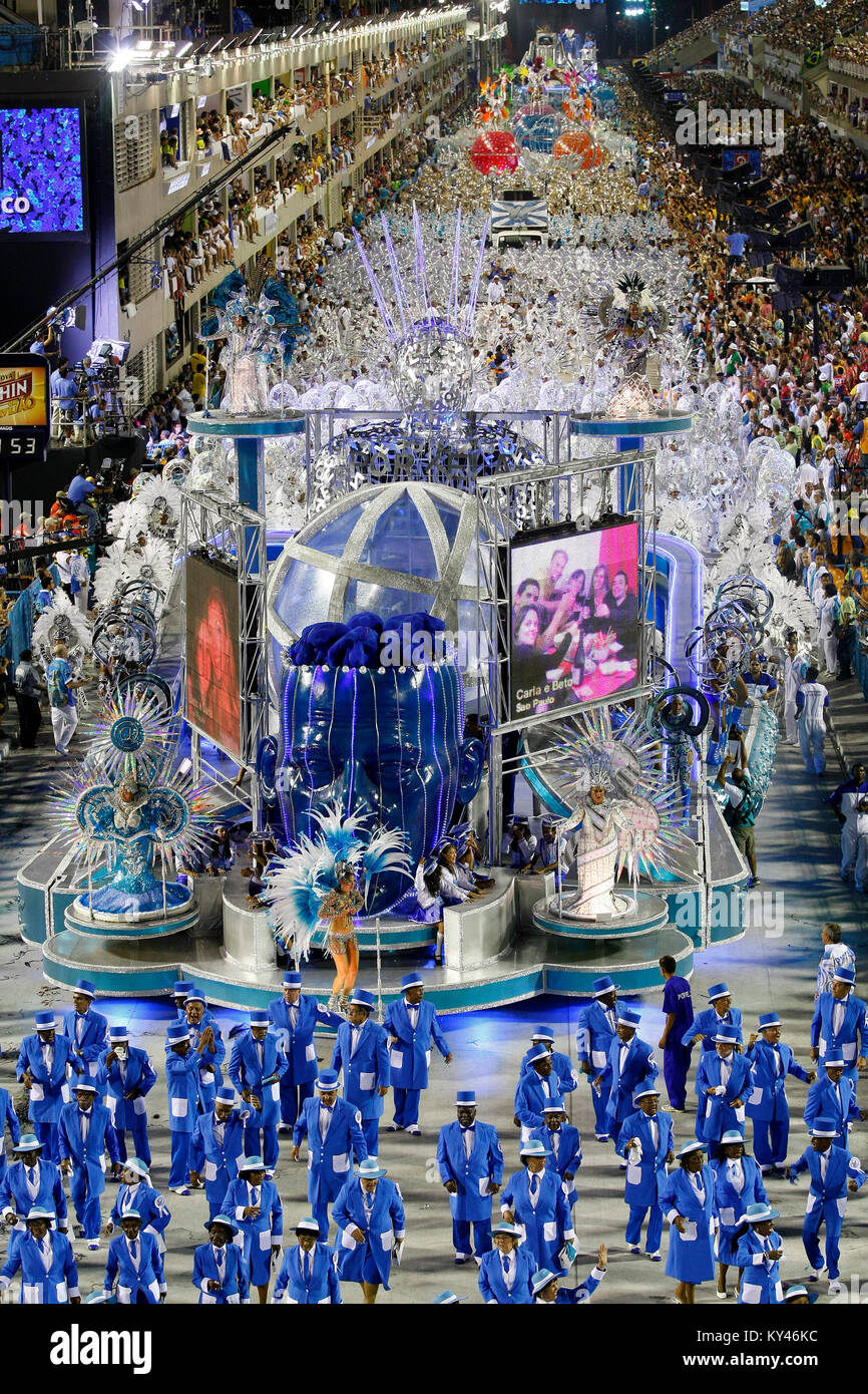 Samba school presentation in Sambodrome in Rio de Janeiro carnival, Brazil Stock Photo
