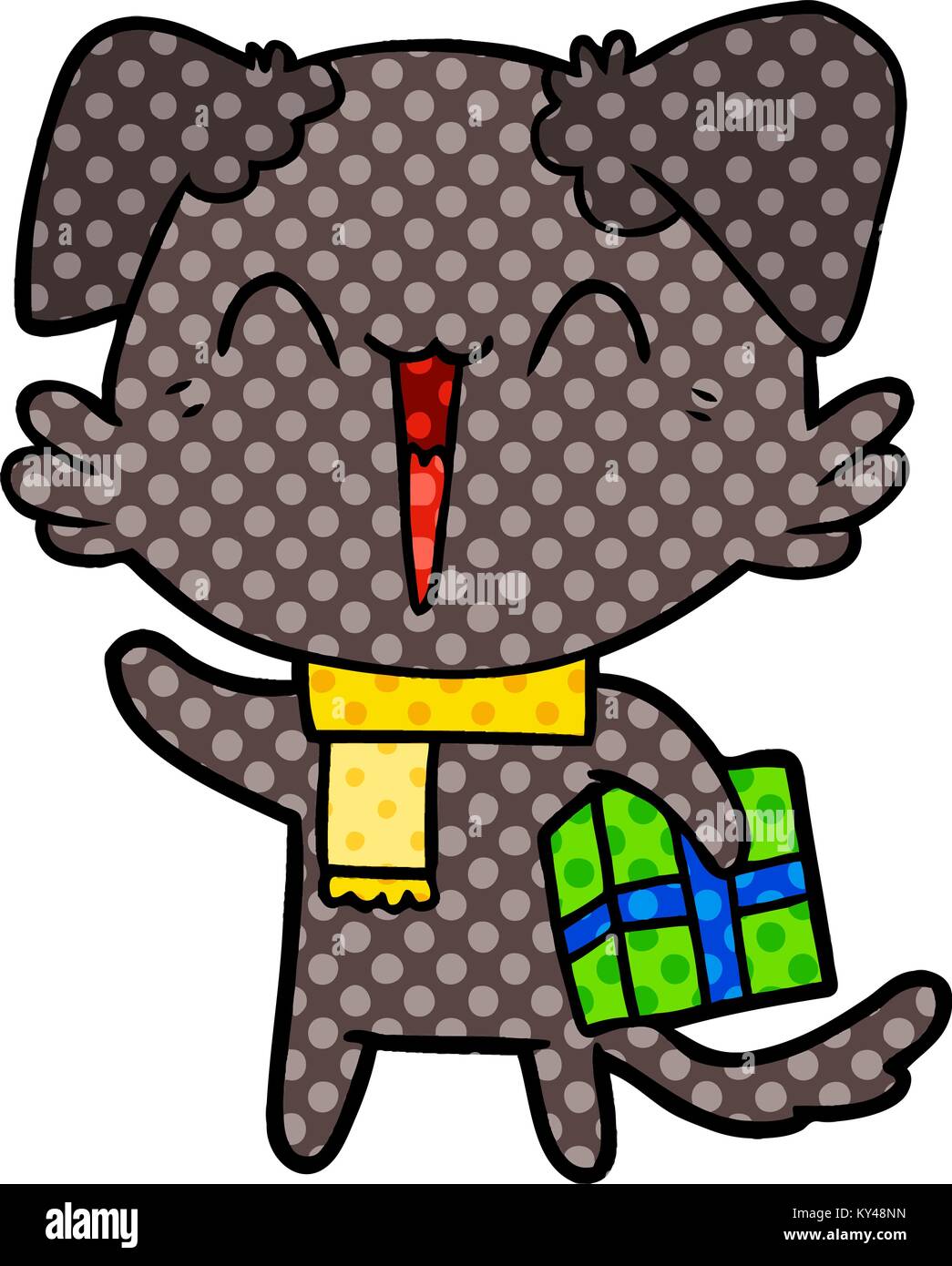 happy little cartoon dog in winter clothes Stock Vector Image & Art - Alamy