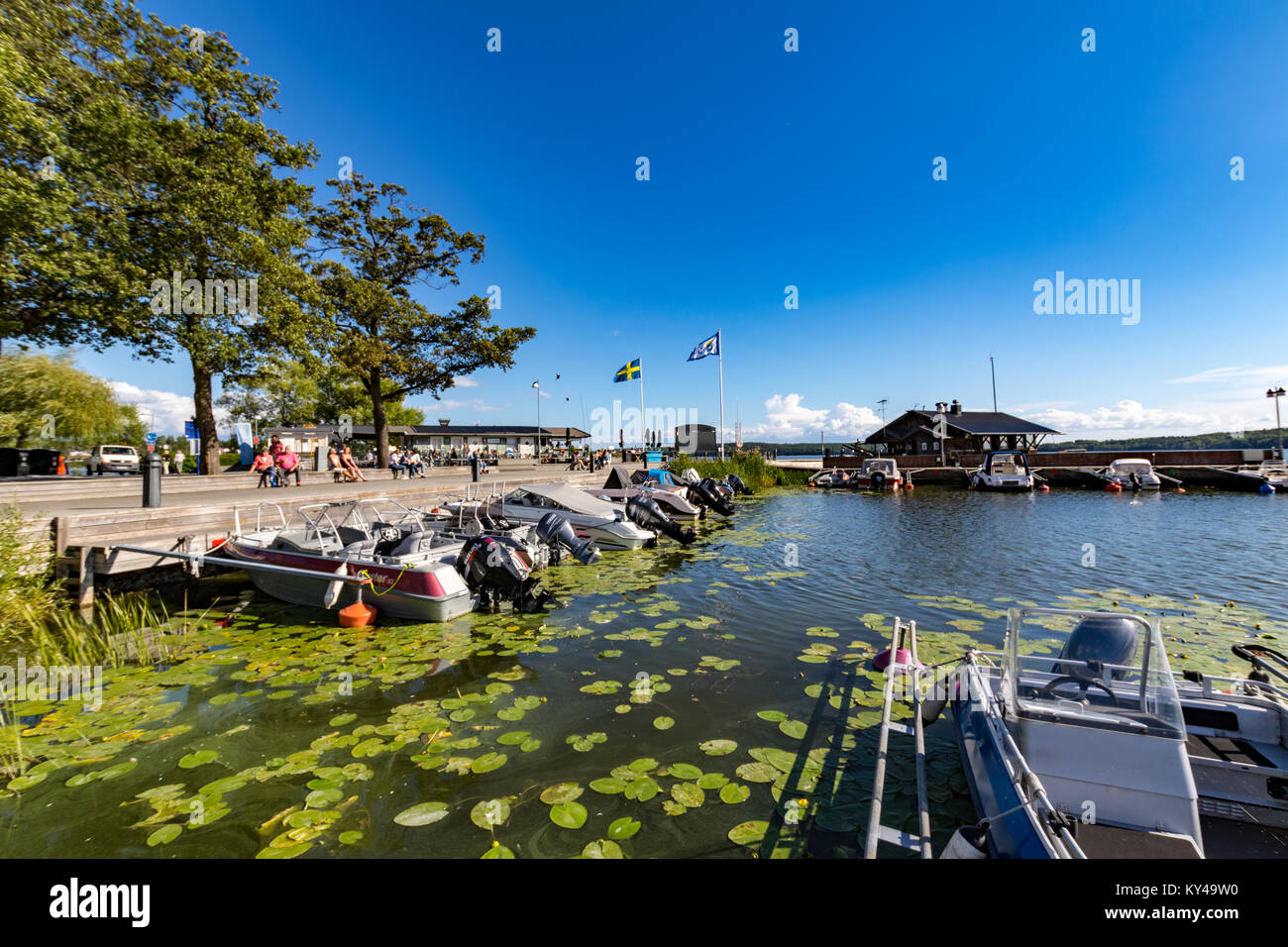 A small jetty in Mariefred, Sweden. Stock Photo