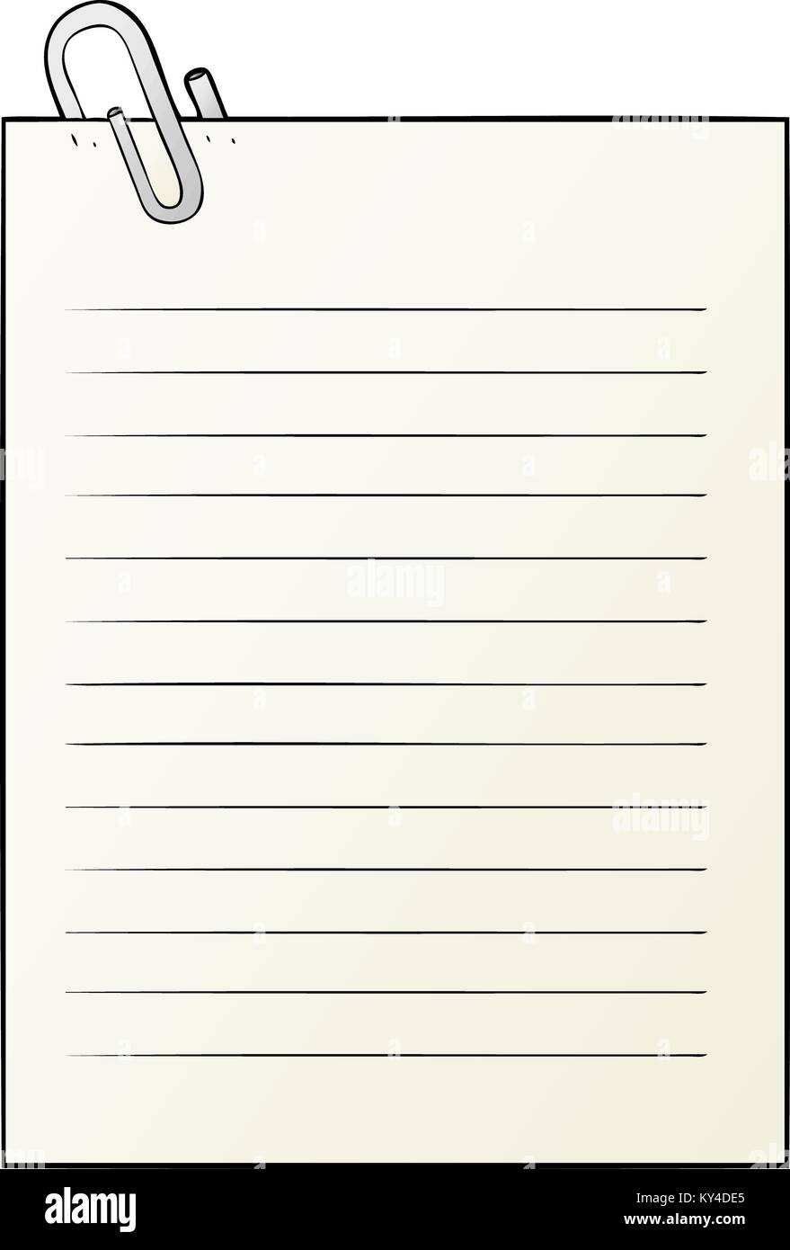 cartoon lined paper with paperclip Stock Vector Image & Art - Alamy