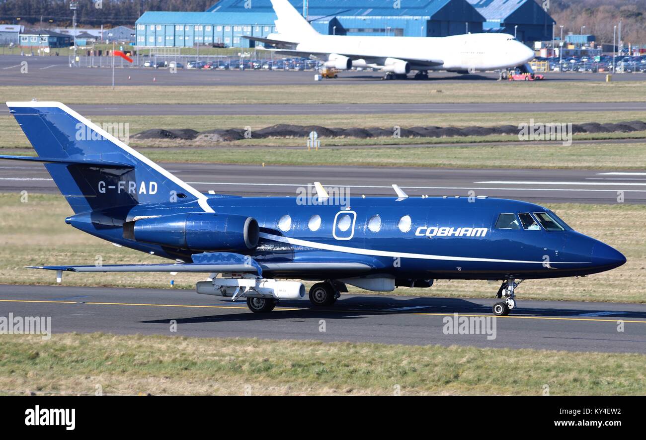 G-FRAD, a Dassault Falcon 20 operated by Cobham Aviation Services, at Prestwick Airport during Exercise Joint Warrior 13-1. Stock Photo